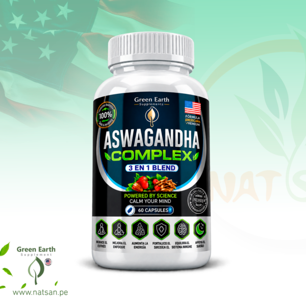Aswagandha Complex 3 en 1 Blend 60 Cápsulas - Green Earth