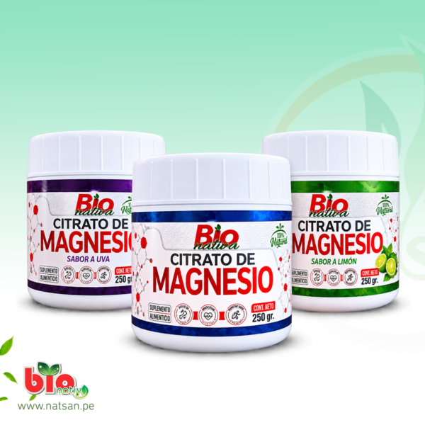 Citrato de Magnesio 250 gr (Sabor Uva / Limón / Natural) - Bio Nativa