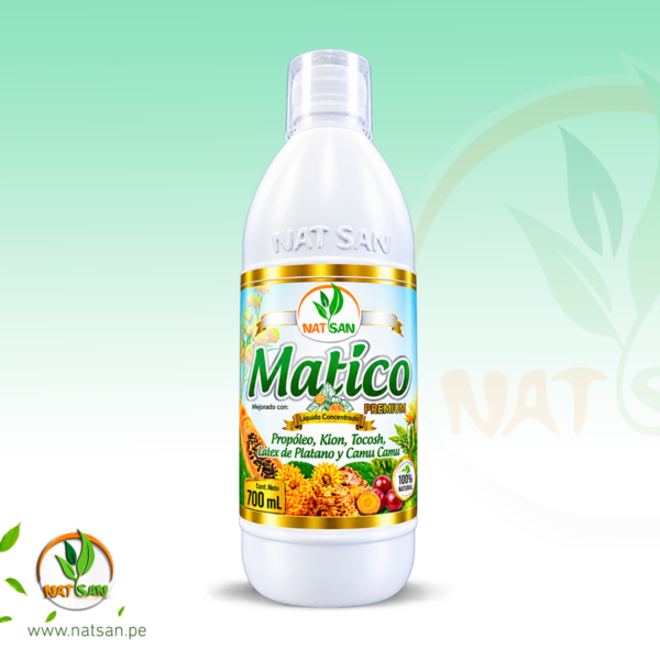 Matico Premium Mejorado con Propóleo, Kion, Tocosh, Látex de Plátano y Camu Camu Líquido Concentrado 700 ml - Natsan