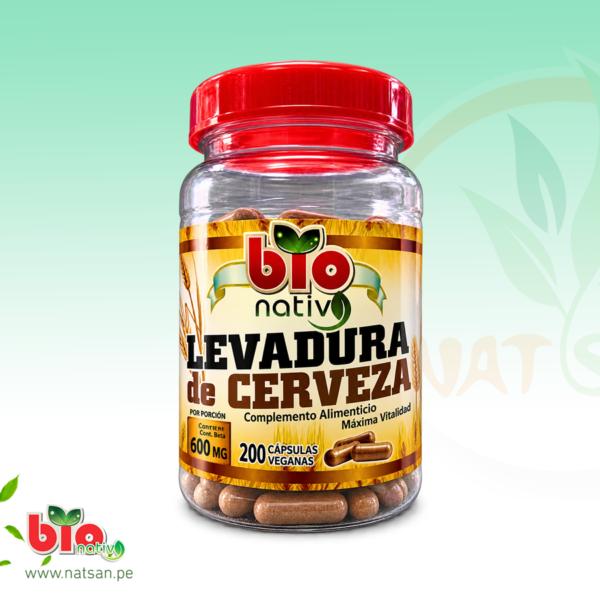 Levadura de Cerveza Complemento Alimenticio 600 mg por Porción (200 Cápsulas Veganas) - Bio Nativa