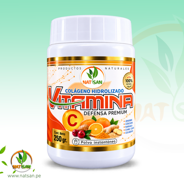 Vitamina C Defensa Premium con Colágeno Hidrolizado 250 gr - Natsan